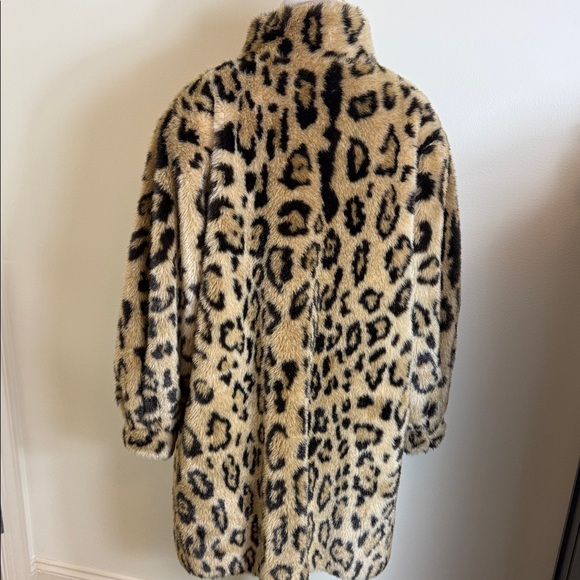 Faux Fur Leopard Print Coat Vintage 80s Large XL - Picture 8 of 9